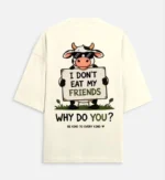 I Don’t Eat My Friends Oversized Vegan T-Shirt for Men & Women | Animal Lover Graphic Tee - Image 4