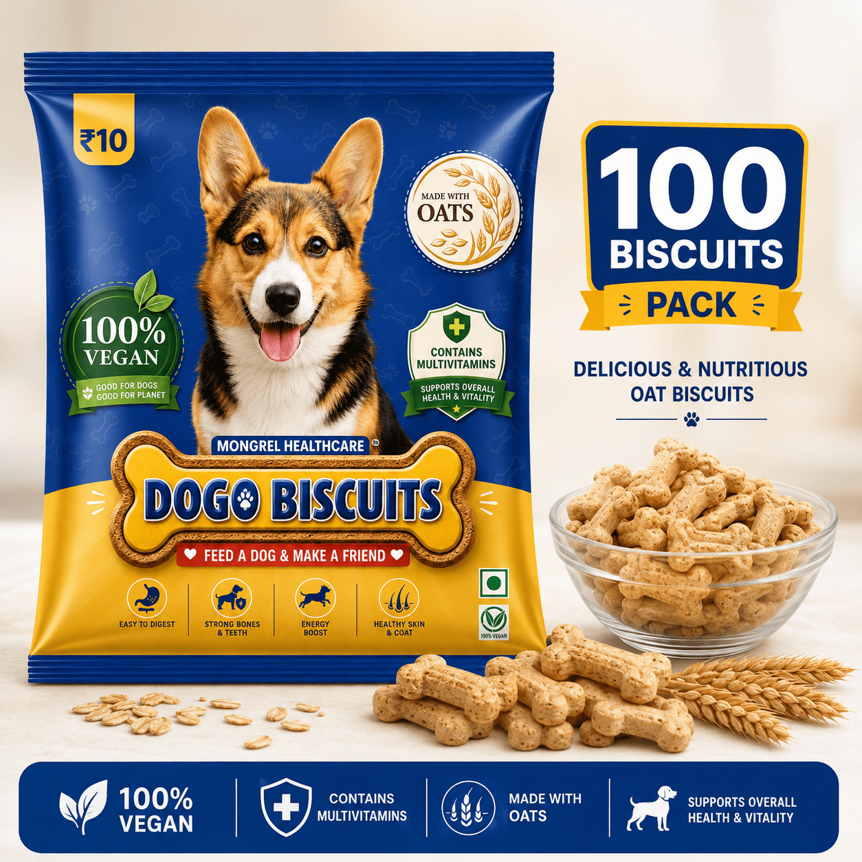 Dogo Vegan Dog Biscuits Pack of 100 Dogo Vegan Dog Biscuits Pack of 100
