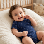 Cotton Embroidered Paw Print Baby Romper