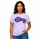 Shounk Floral Cotton T-Shirt | Purple Flower Graphic Tee for Women - Image 5