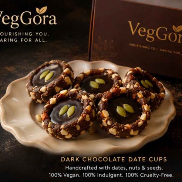 VegGora Luxury Dark Chocolate Nut Katori Cups – Vegan, No Refined Sugar, Handcrafted with Nuts and Seeds