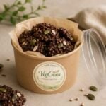 VegGora Midnight Crunch Clusters made with vegan dark chocolate, puffed quinoa, pumpkin seeds and melon seeds
