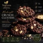 VegGora Midnight Crunch Clusters made with vegan dark chocolate, puffed quinoa, pumpkin seeds and melon seeds