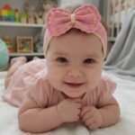 Premium Hand-Knitted Newborn Bow Headband – Adjustable Stretch Crochet Headwrap