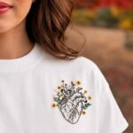 The Blooming Heart Tee – Hand-Embroidered Premium White Cotton - Image 2