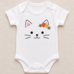 Floral Kitty Embroidered Baby Romper - Image 2