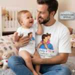 Dad & Me Matching Father's Day Combo – Oversized Cotton T-Shirt & Baby Romper