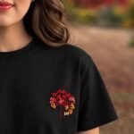 The Autumn Bloom Tee – Hand-Embroidered Premium Black Cotton - Image 2