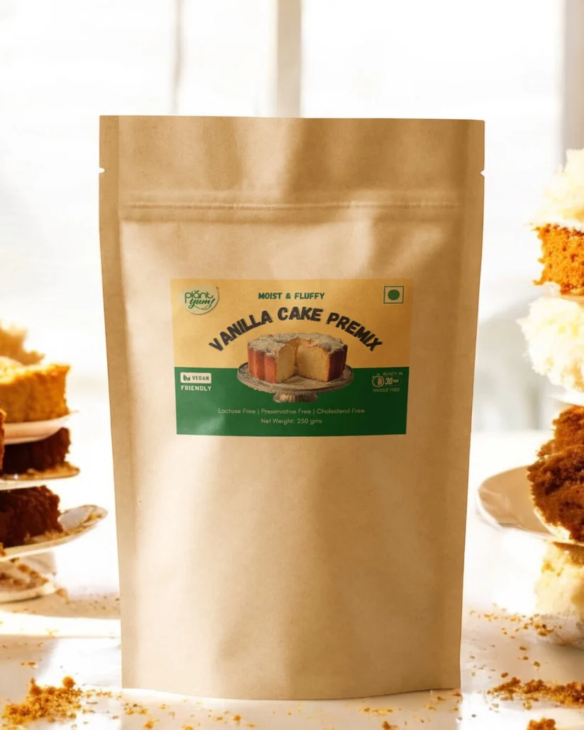 Plant Yum Vanilla Cake Premix 250g | Vegan Eggless Cake Mix Vanilla Cake Premix