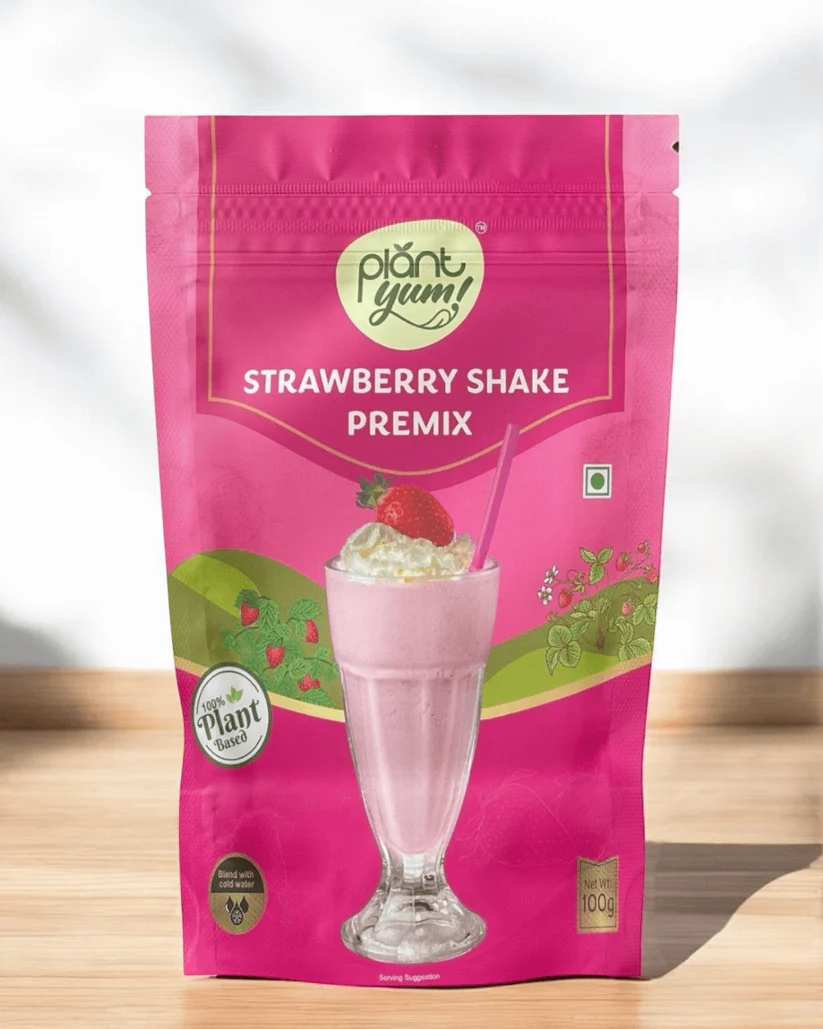 Plant Yum Strawberry Shake Premix | Vegan Dairy-Free Strawberry Drink Mix Strawberry Shake Premix