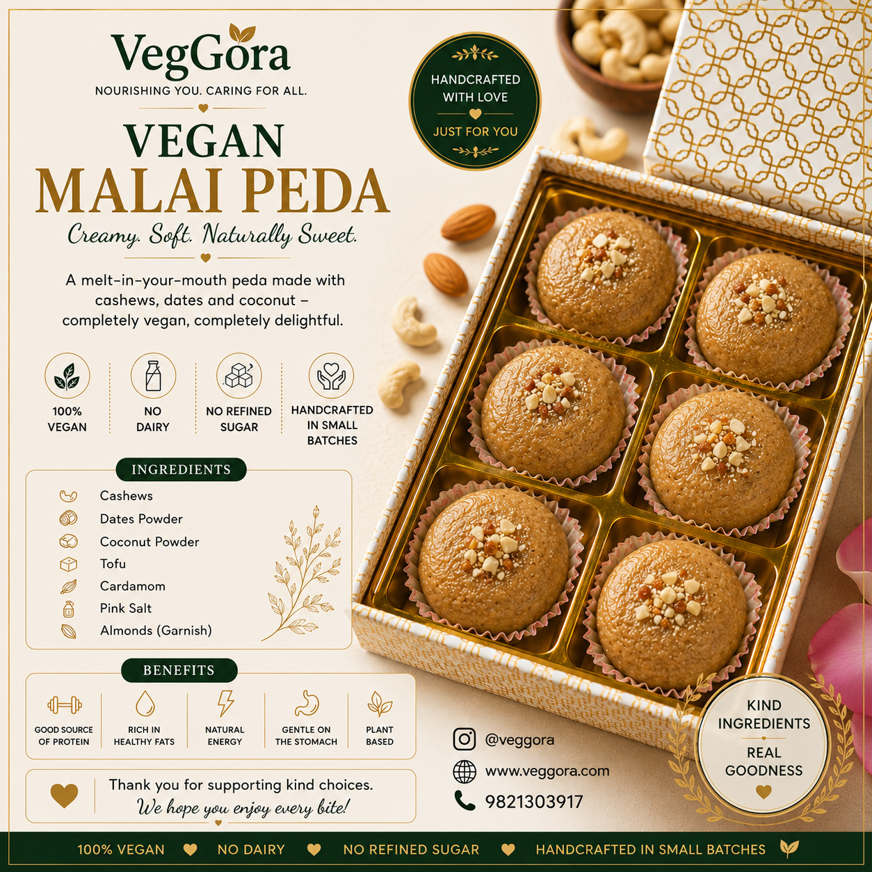 06DEC17D-011D-4C5E-A964-8EBA00723277 Vegan Malai Peda – No Refined Sugar, Protein-Rich Sweet - Image 1