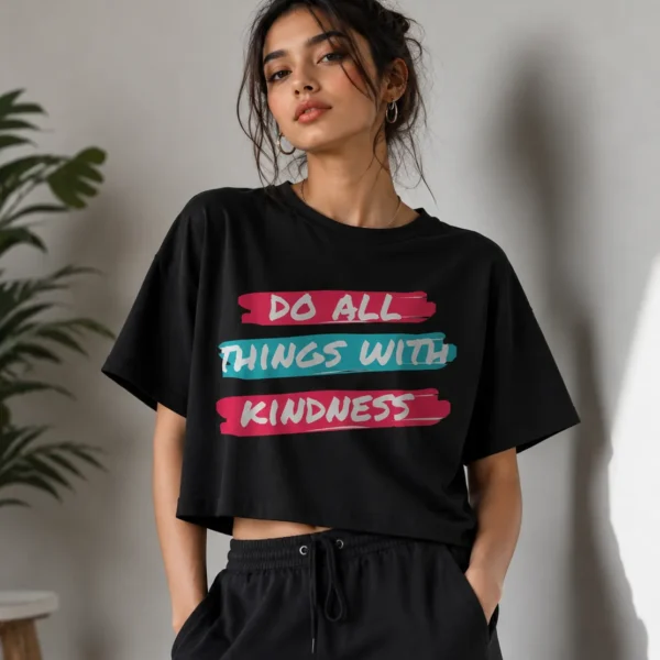 DO ALL THINGS WITH KINDNESS WOMEN'S CROPPED T-SHIRT