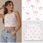 Pink Bow All-Over Print Women's Crop Tank Top