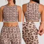 Heart Leopard High-Neck Crop Top & High-Waisted Leggings Set - Image 2