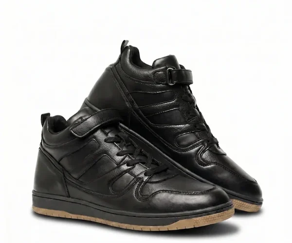 Black High-Top Strap Sneakers