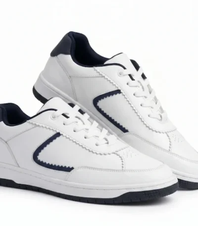 Blue Textured Lace-Up Sneakers