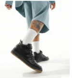 Black High-Top Strap Sneakers