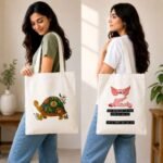 Nature & Vegan Cotton Tote Bag Combo – Set of 2 Reusable Canvas Bags