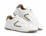 Beige Textured Lace-Up Sneakers