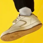 Beige Textured Lace-Up Sneakers