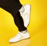 Beige Textured Lace-Up Sneakers