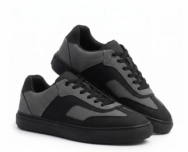 Ethik Glide Deep Grey Layered Panel Sneakers | Premium Vegan Street Sneakers Deep Grey Layered Panel Sneakers