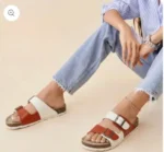 White Rust Double Buckle Sandals