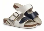 White Blue Double Buckle Sandals