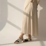 White Blue Double Buckle Sandals