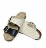 White Blue Double Buckle Sandals