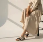 White Blue Double Buckle Sandals