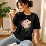 Cute Pig Vegan Graphic Unisex Cotton T-Shirt