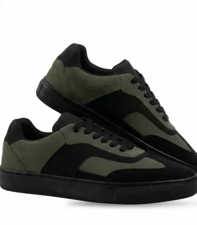 Olive Layered Panel Sneakers