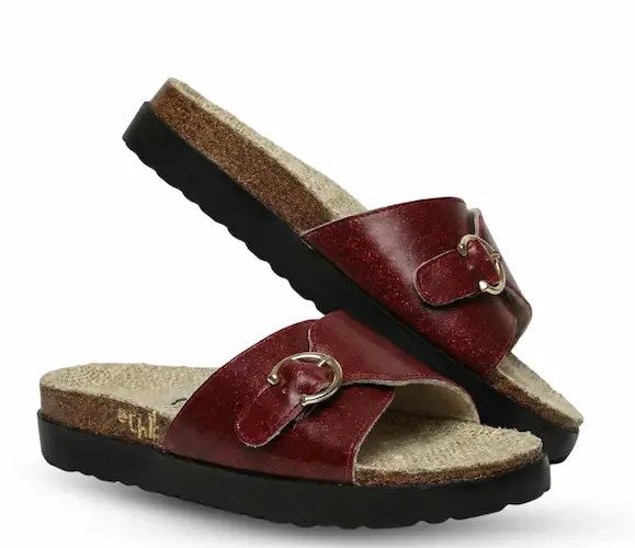 Ethik Flora Willow Burgundy Double Strap Buckle Sandals | Premium Vegan Women's Sandals Burgundy Double Strap Buckle Sandals