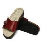 Burgundy Double Strap Buckle Sandals