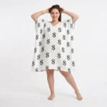 Women's Pink Dollar Sign Printed Satin Kaftan Dress - Image 4