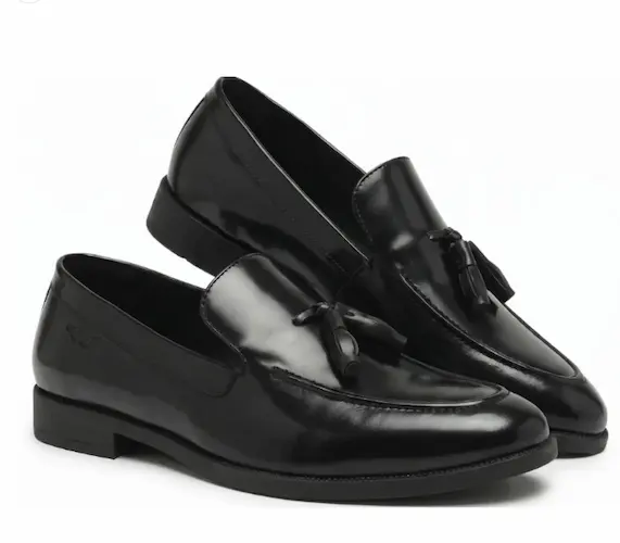 Ethik Tassio Black Tassel Loafers | Premium Vegan Formal Slip-On Shoes Black Tassel Loafers