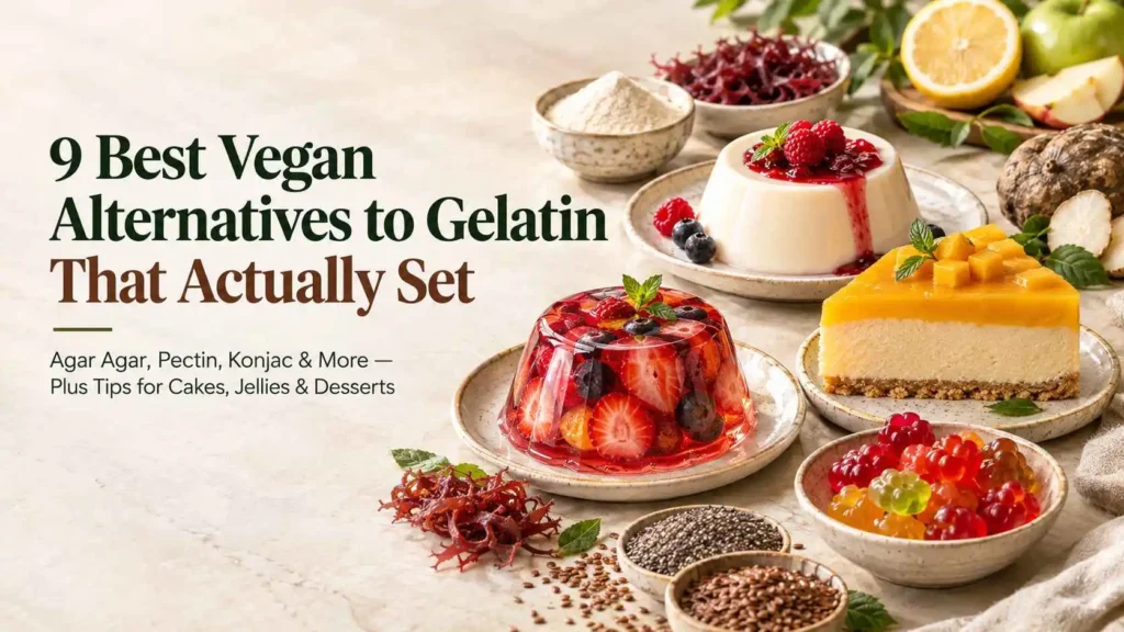 9 vegan alternatives to gelatin including agar agar, pectin, konjac and vegan desserts