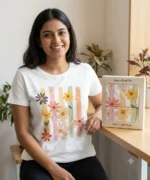 Unisex White Retro Floral Graphic Printed Bio-Washed T-Shirt - Image 7