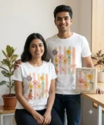 Unisex White Retro Floral Graphic Printed Bio-Washed T-Shirt