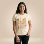 Unisex White Retro Floral Graphic Printed Bio-Washed T-Shirt - Image 5
