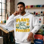 Unisex White Plant Powered Dinosaur Graphic Printed Hoodie - Image 4