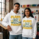 Unisex White Plant Powered Dinosaur Graphic Printed Hoodie - Image 6