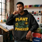 Unisex White Plant Powered Dinosaur Graphic Printed Hoodie - Image 3